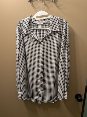 H&M Blue & Tan Gingham Button-Down Shirt